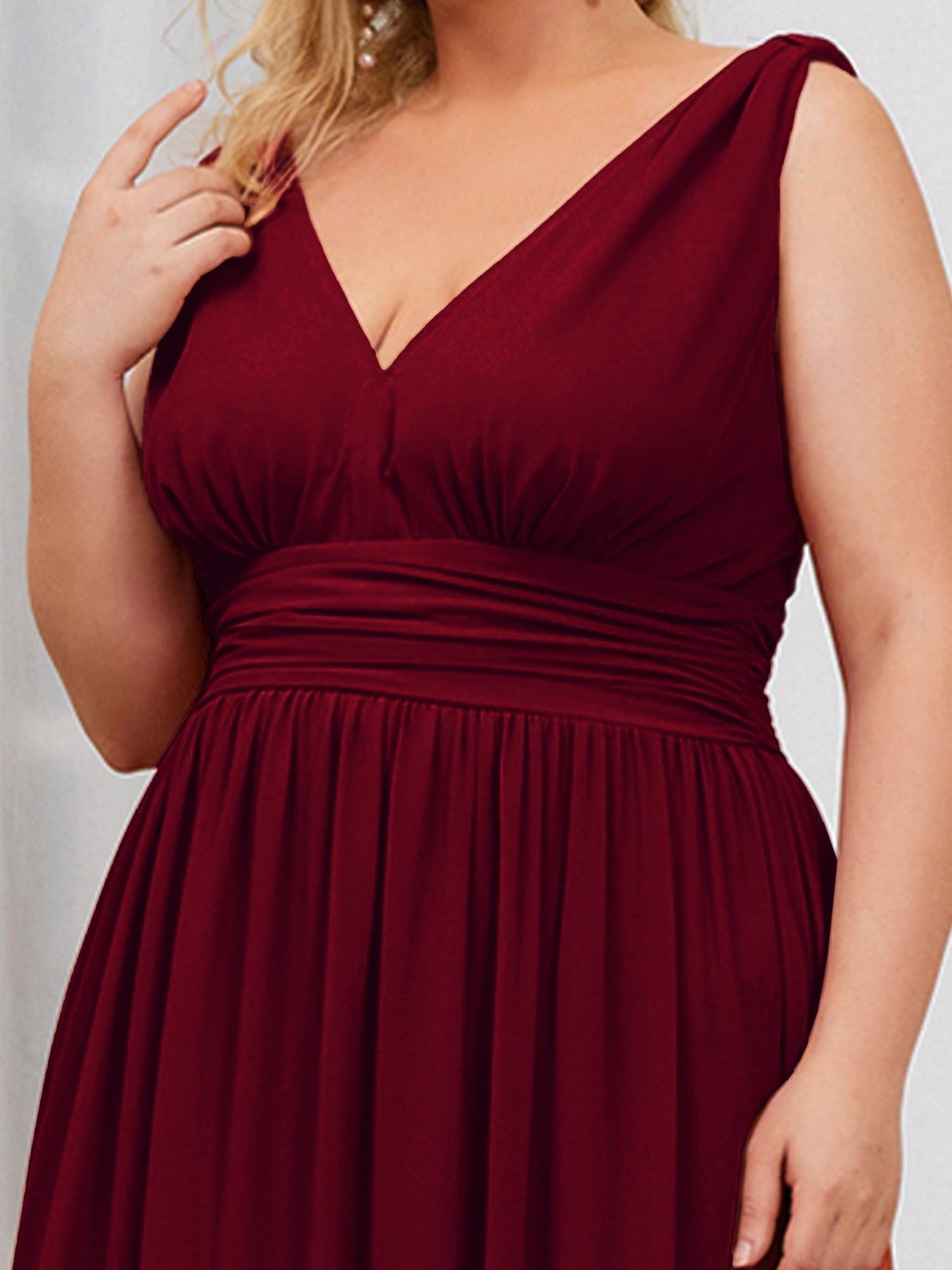 Elegant Plus Size Evening Gown with Double V-Neck