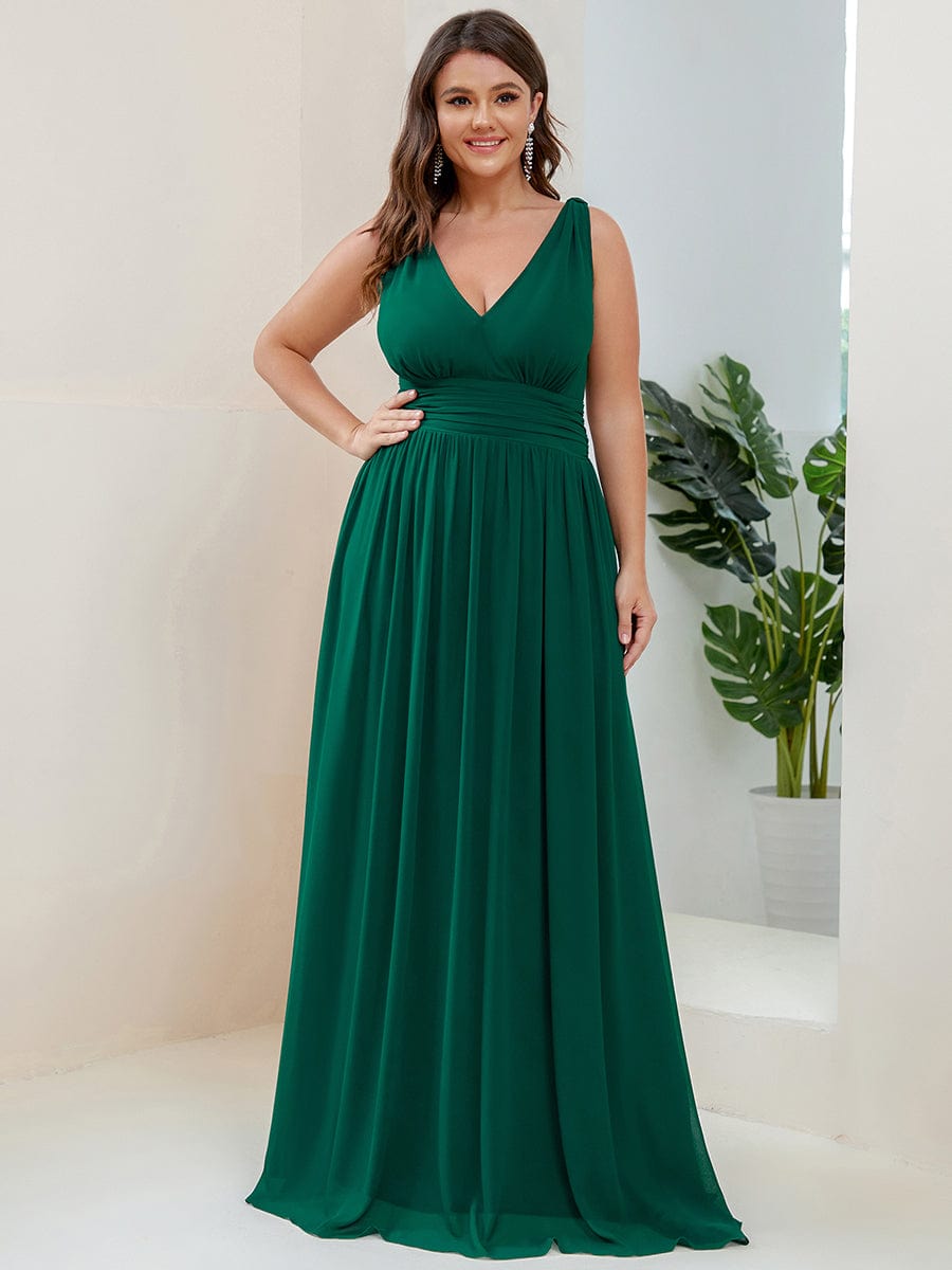 Elegant Plus Size Evening Gown with Double V-Neck