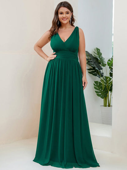 Elegant Plus Size Evening Gown with Double V-Neck