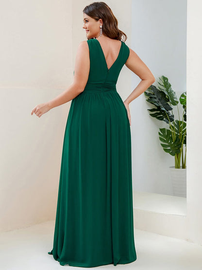 Elegant Plus Size Evening Gown with Double V-Neck