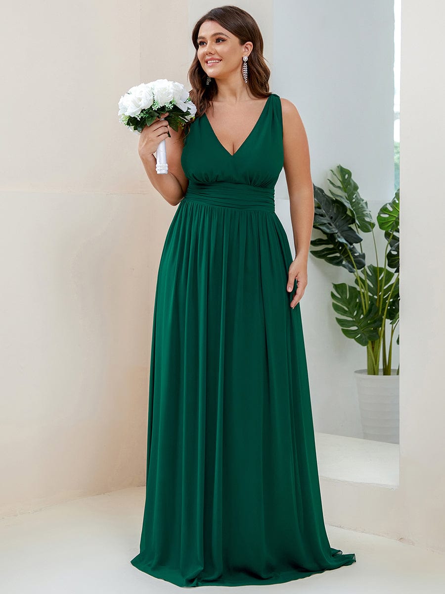 Elegant Plus Size Evening Gown with Double V-Neck