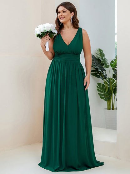 Elegant Plus Size Evening Gown with Double V-Neck