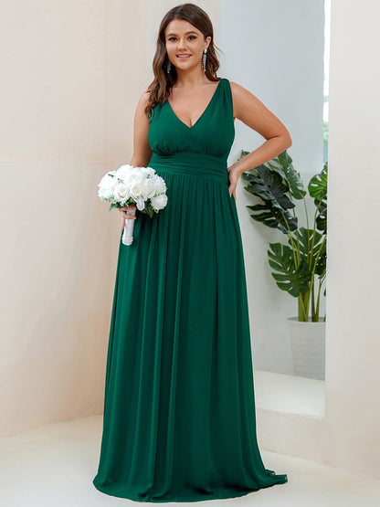 Elegant Plus Size Evening Gown with Double V-Neck