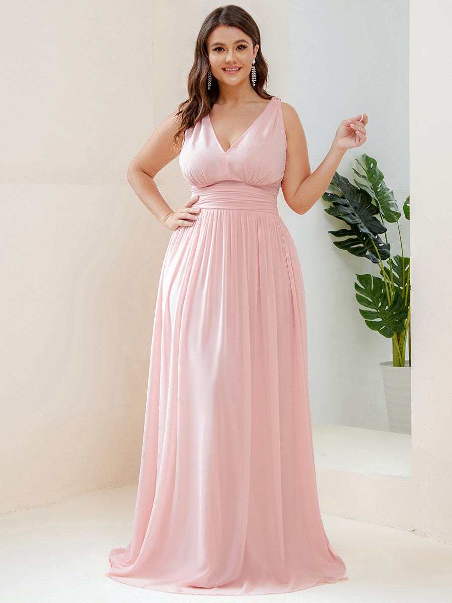 Elegant Plus Size Evening Gown with Double V-Neck