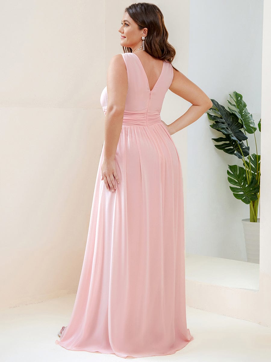 Elegant Plus Size Evening Gown with Double V-Neck