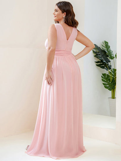 Elegant Plus Size Evening Gown with Double V-Neck