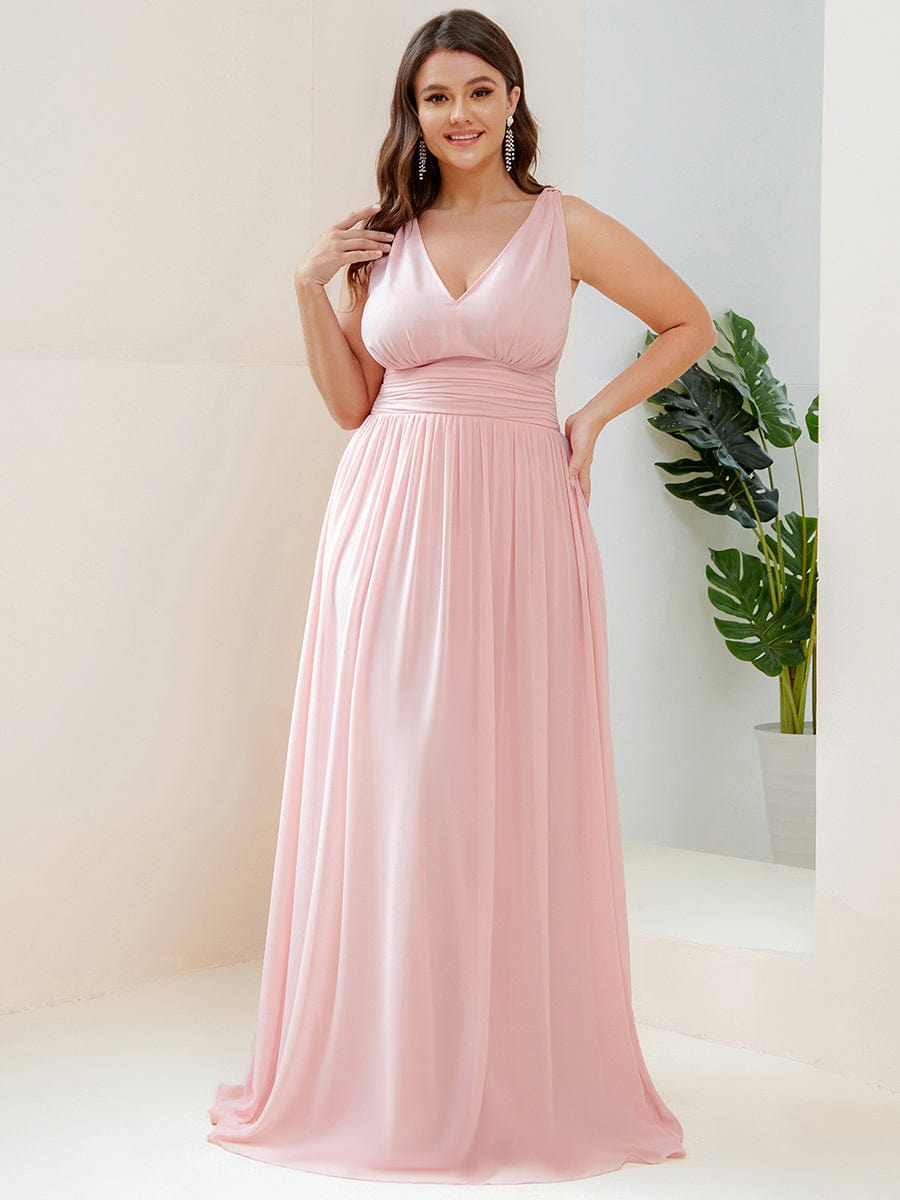 Elegant Plus Size Evening Gown with Double V-Neck