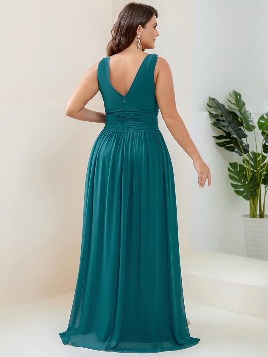 Elegant Plus Size Evening Gown with Double V-Neck
