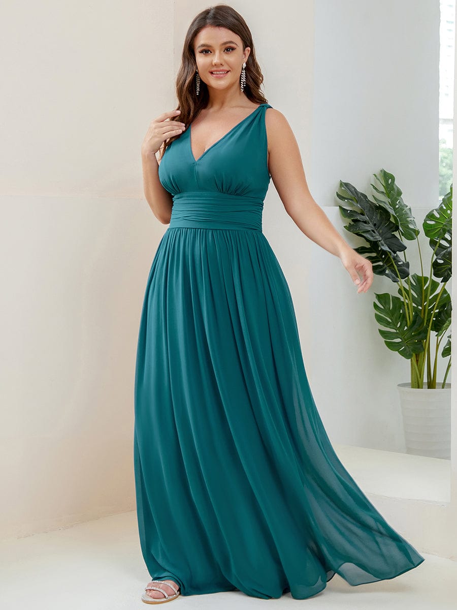 Elegant Plus Size Evening Gown with Double V-Neck