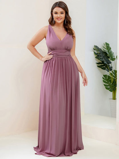 Elegant Plus Size Evening Gown with Double V-Neck
