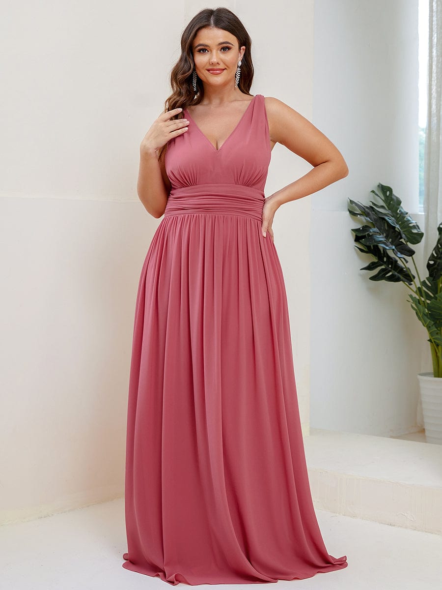 Elegant Plus Size Evening Gown with Double V-Neck