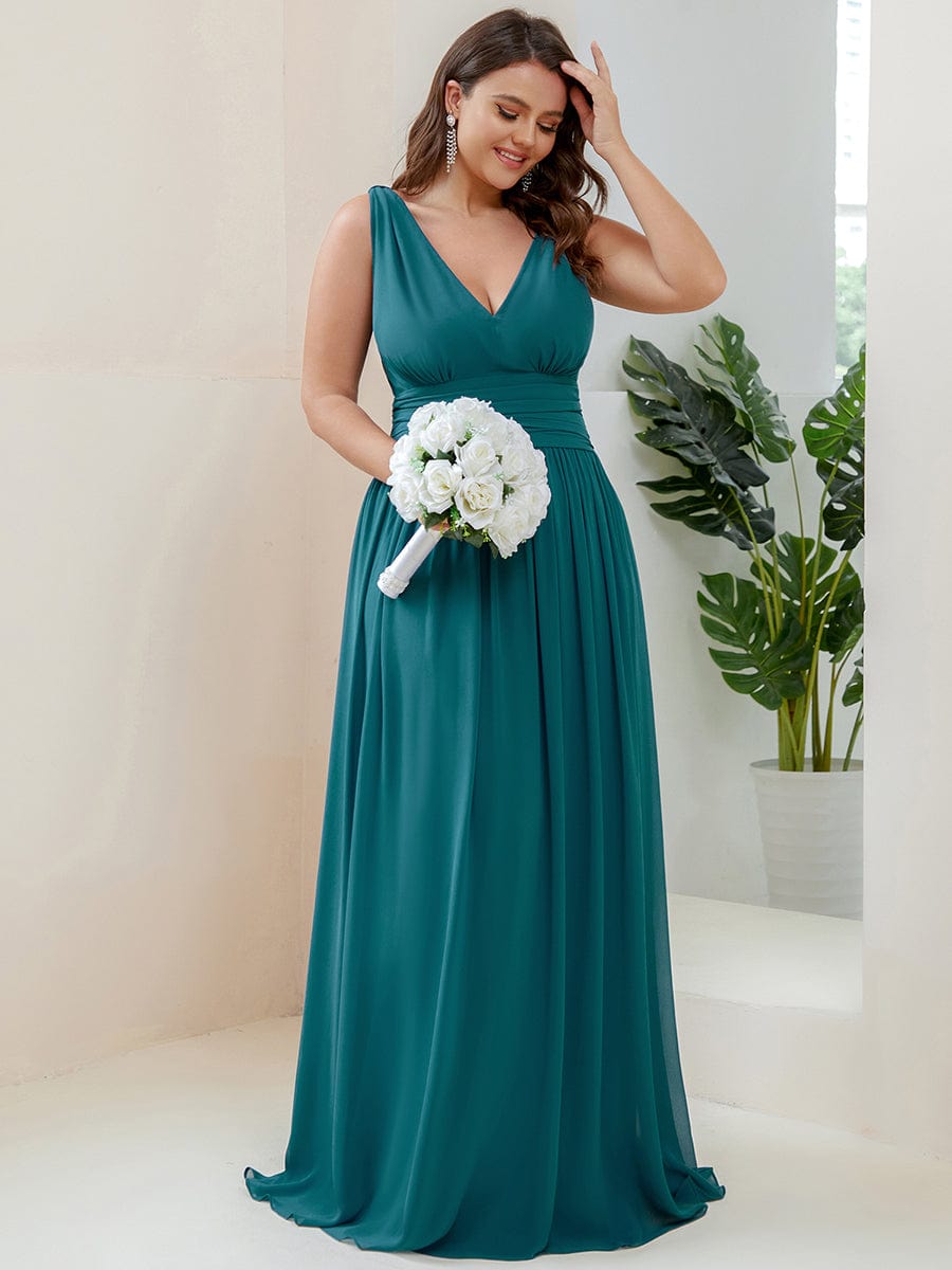 Elegant Plus Size Evening Gown with Double V-Neck