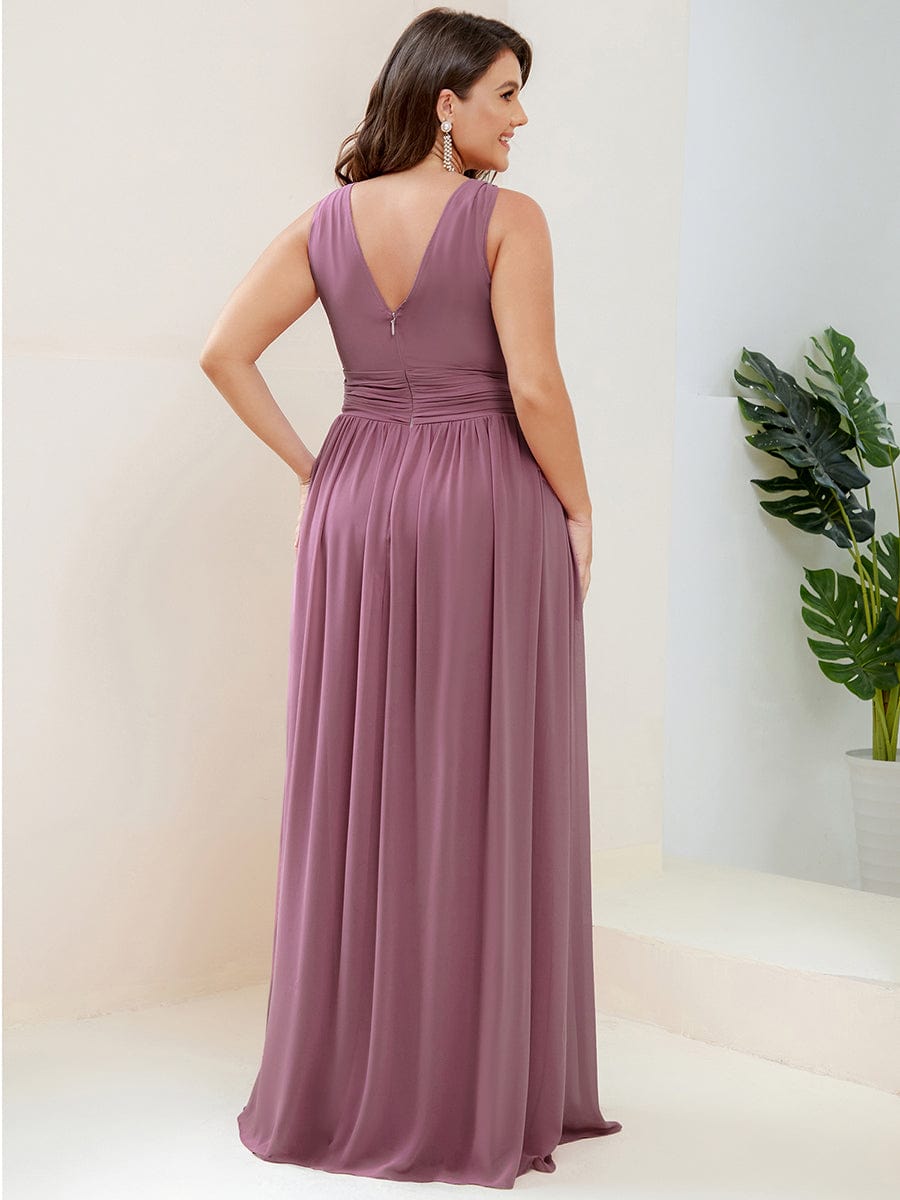 Elegant Plus Size Evening Gown with Double V-Neck