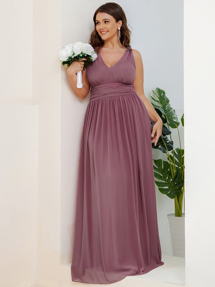Elegant Plus Size Evening Gown with Double V-Neck