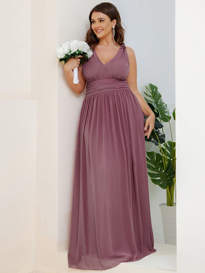 Elegant Plus Size Evening Gown with Double V-Neck