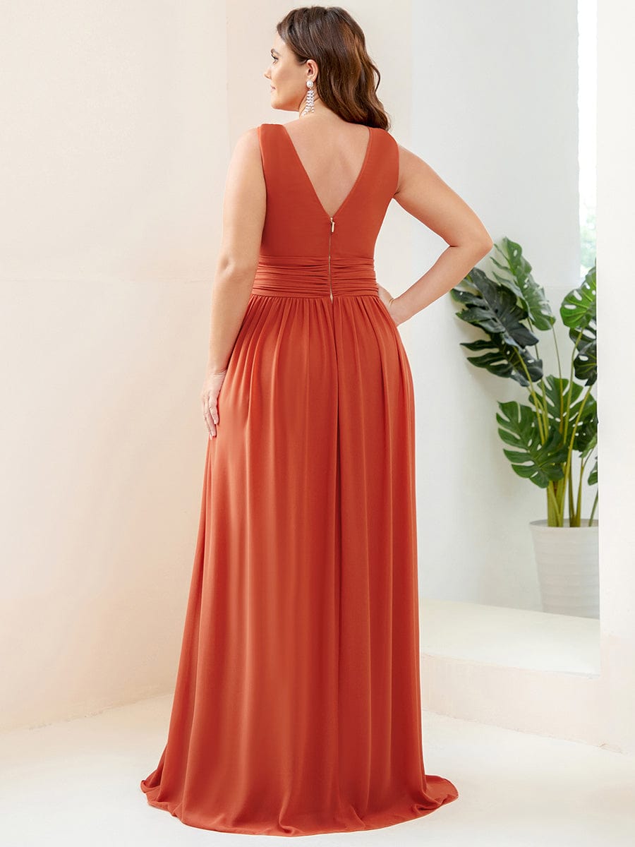 Elegant Plus Size Evening Gown with Double V-Neck