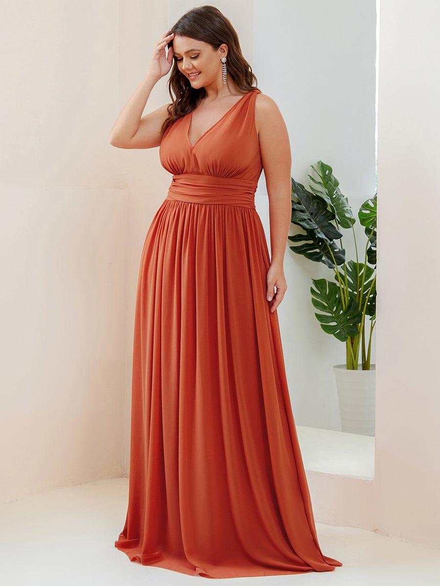 Elegant Plus Size Evening Gown with Double V-Neck