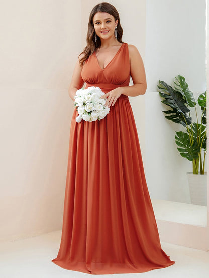 Elegant Plus Size Evening Gown with Double V-Neck