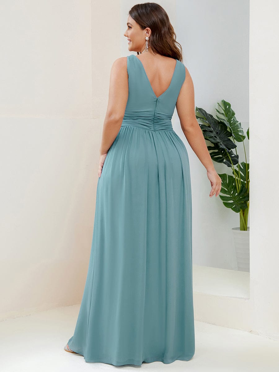 Elegant Plus Size Evening Gown with Double V-Neck