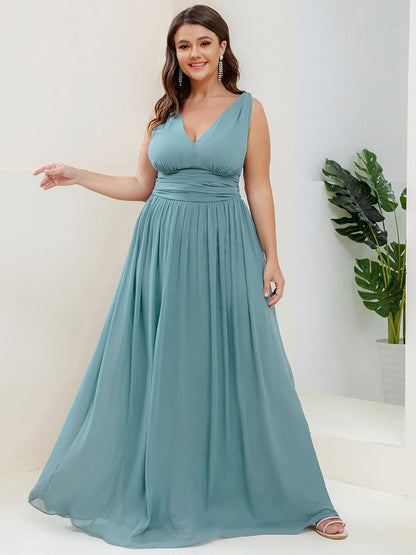 Elegant Plus Size Evening Gown with Double V-Neck