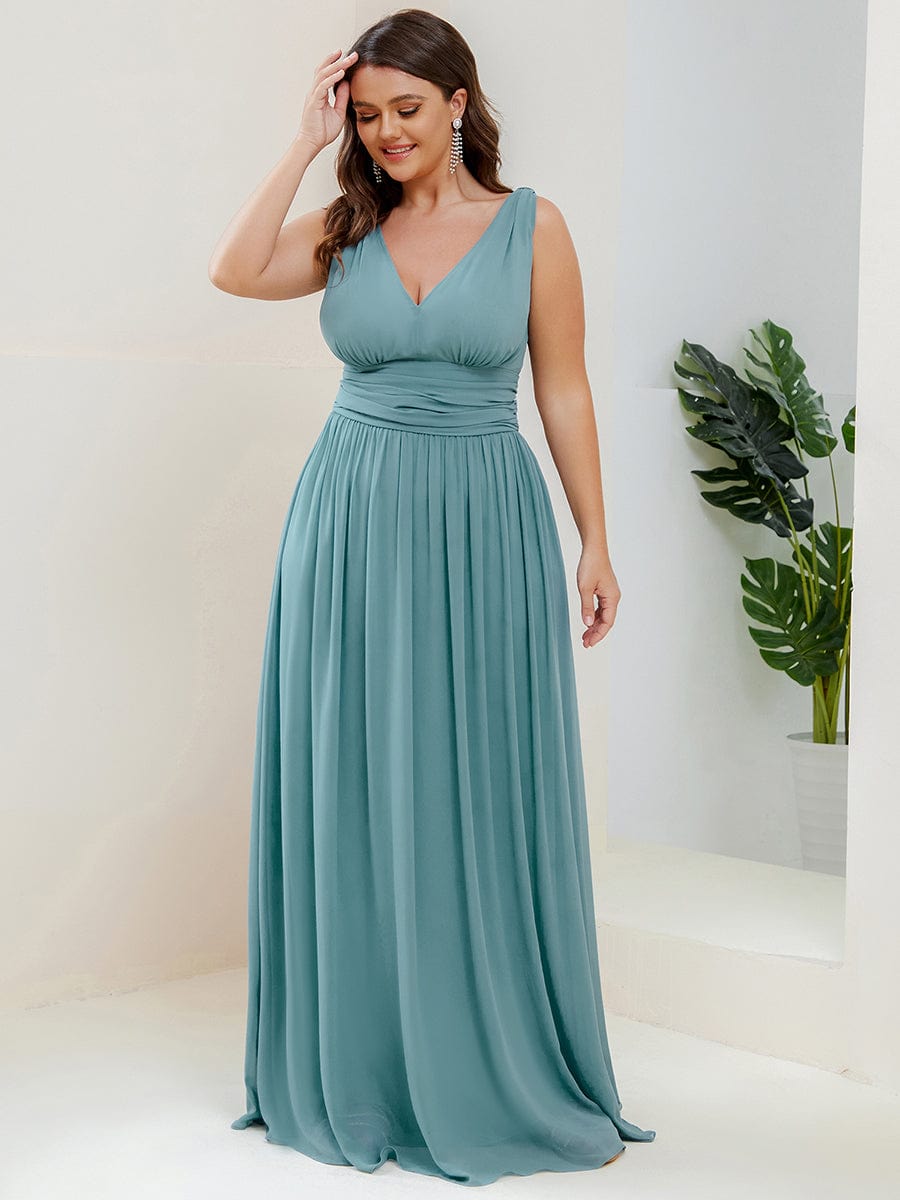 Elegant Plus Size Evening Gown with Double V-Neck
