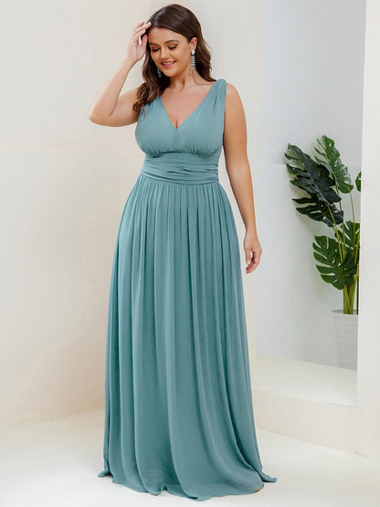 Elegant Plus Size Evening Gown with Double V-Neck