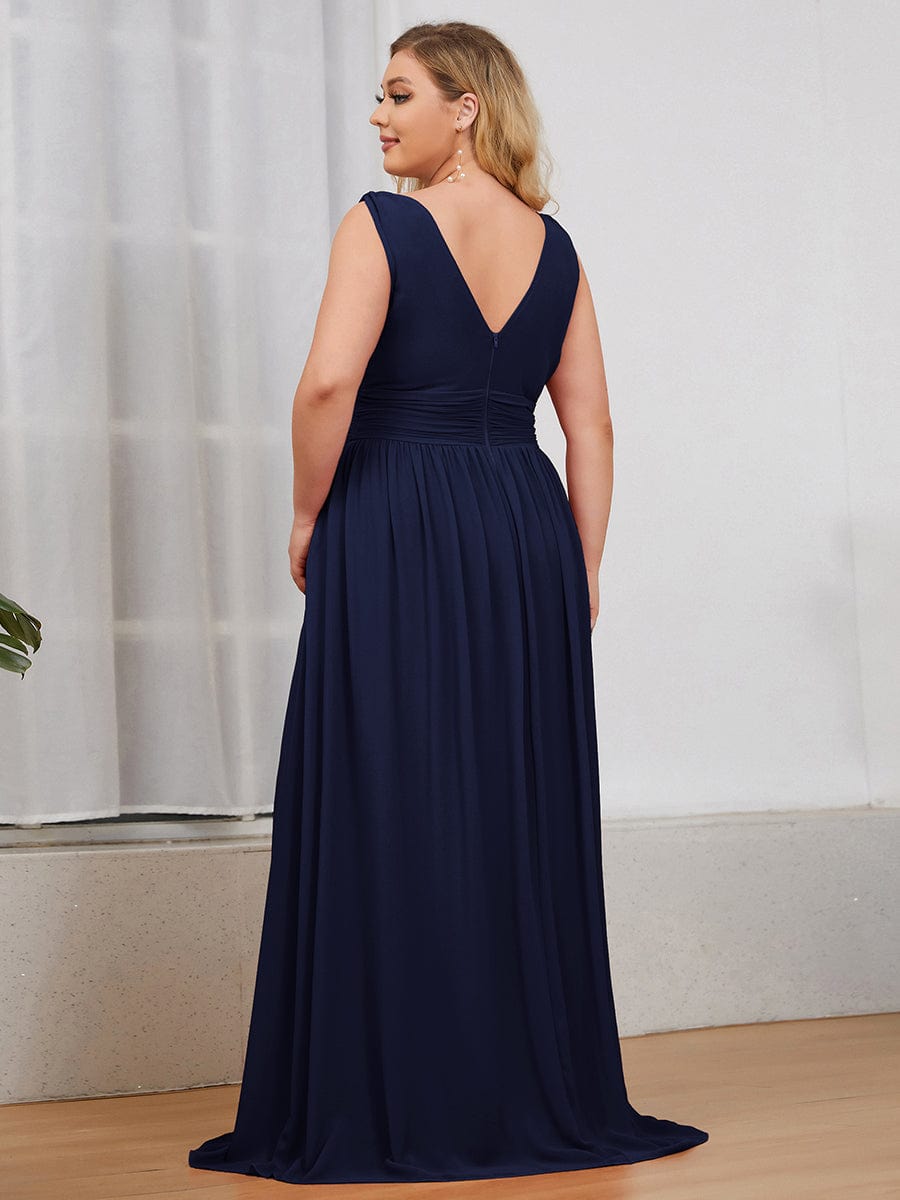 Elegant Plus Size Evening Gown with Double V-Neck
