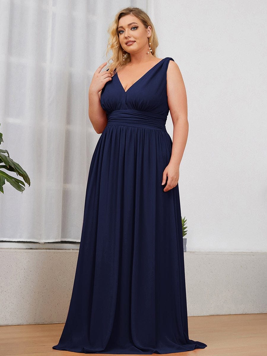 Elegant Plus Size Evening Gown with Double V-Neck