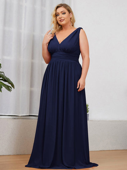 Elegant Plus Size Evening Gown with Double V-Neck