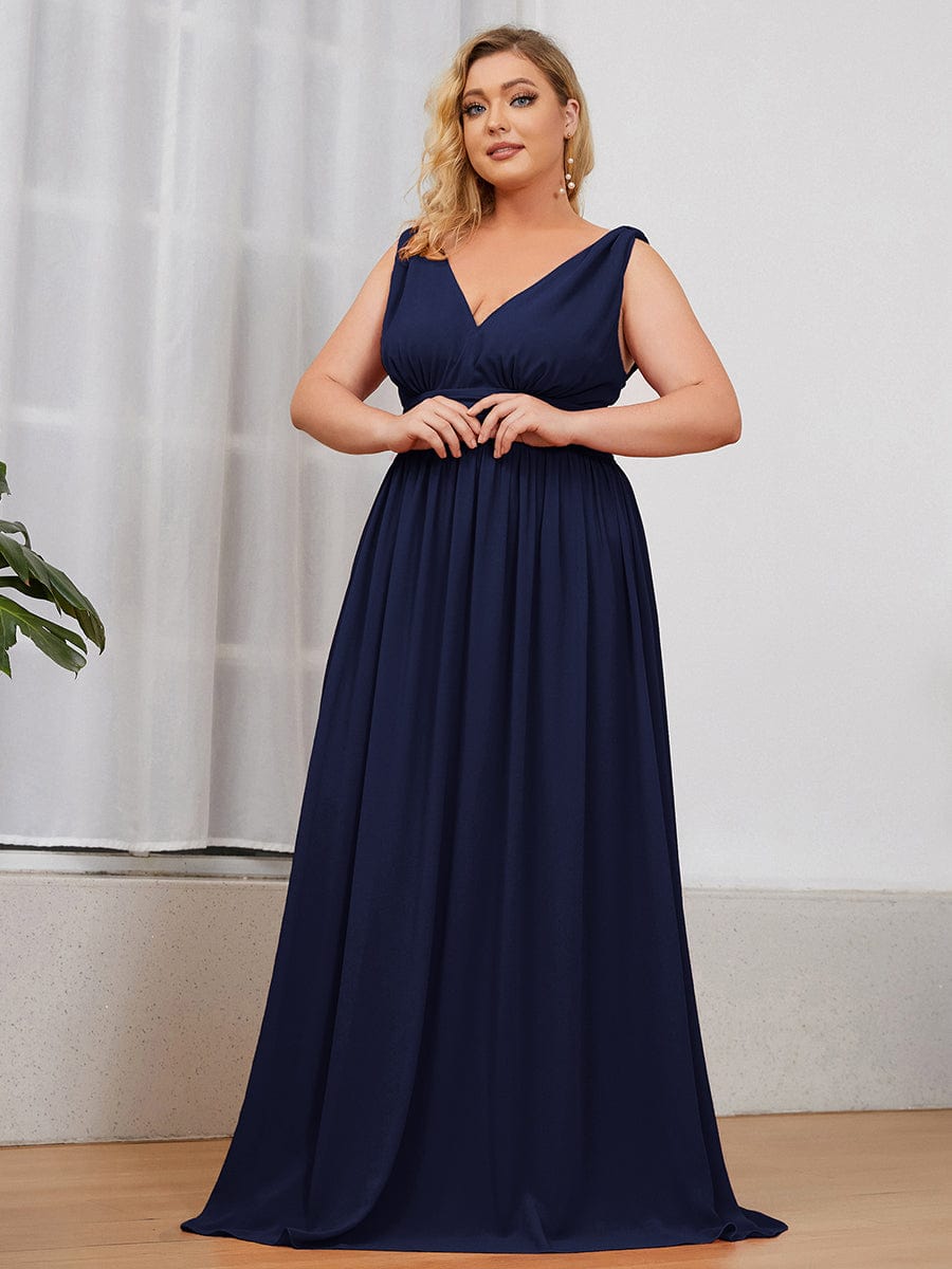 Elegant Plus Size Evening Gown with Double V-Neck