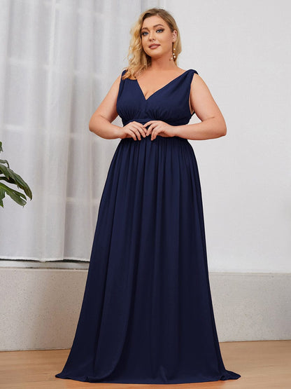 Elegant Plus Size Evening Gown with Double V-Neck