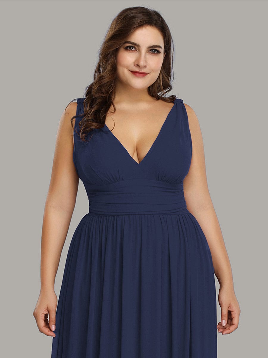 Elegant Plus Size Evening Gown with Double V-Neck