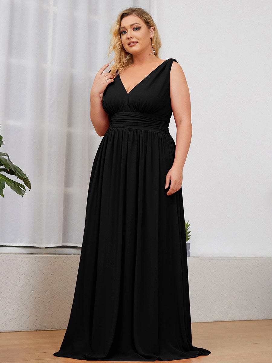 Elegant Plus Size Evening Gown with Double V-Neck