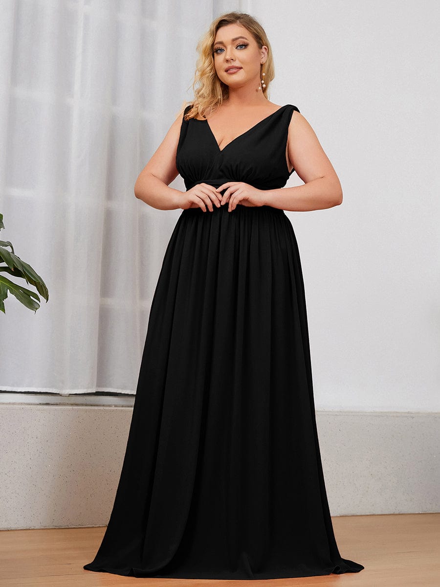 Elegant Plus Size Evening Gown with Double V-Neck