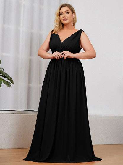 Elegant Plus Size Evening Gown with Double V-Neck