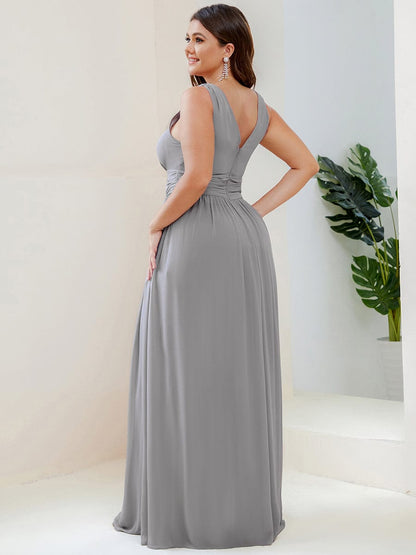 Elegant Plus Size Evening Gown with Double V-Neck