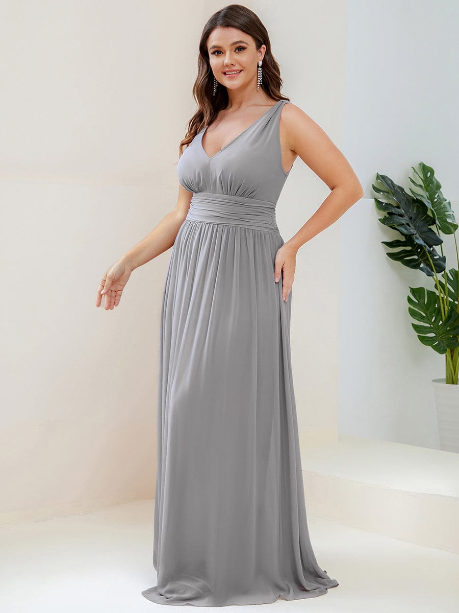 Elegant Plus Size Evening Gown with Double V-Neck