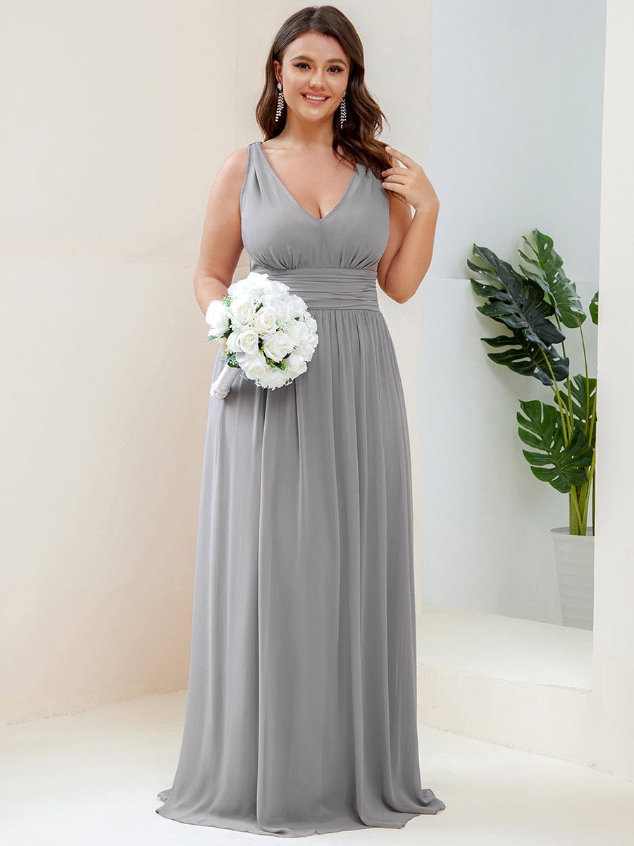 Elegant Plus Size Evening Gown with Double V-Neck