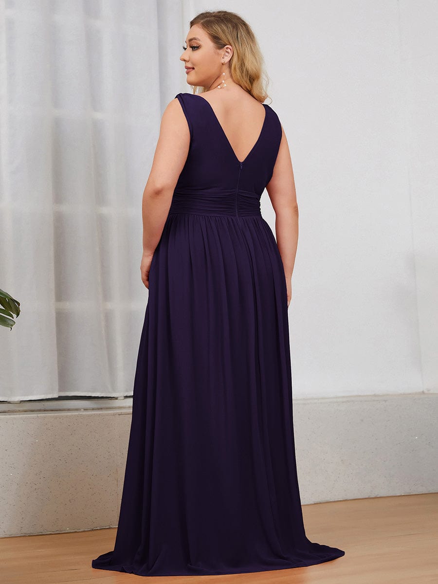 Elegant Plus Size Evening Gown with Double V-Neck