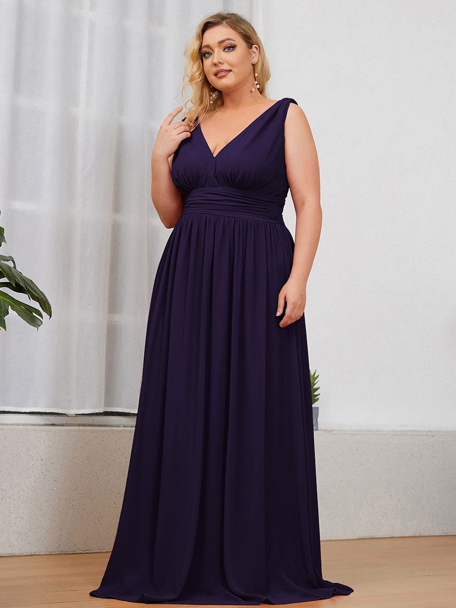 Elegant Plus Size Evening Gown with Double V-Neck