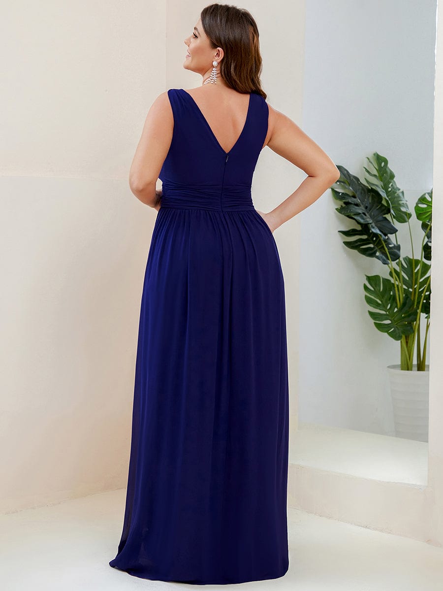 Elegant Plus Size Evening Gown with Double V-Neck