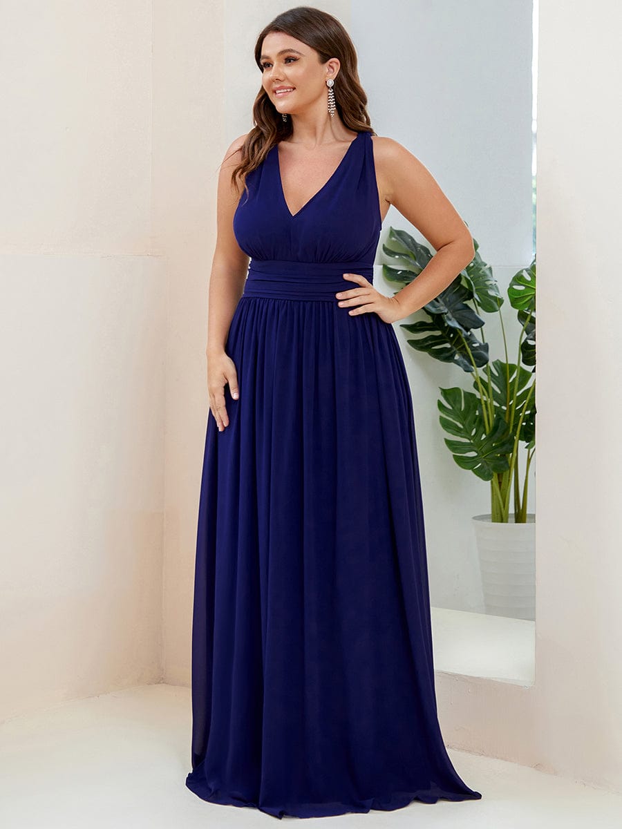 Elegant Plus Size Evening Gown with Double V-Neck