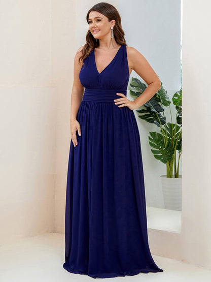 Elegant Plus Size Evening Gown with Double V-Neck