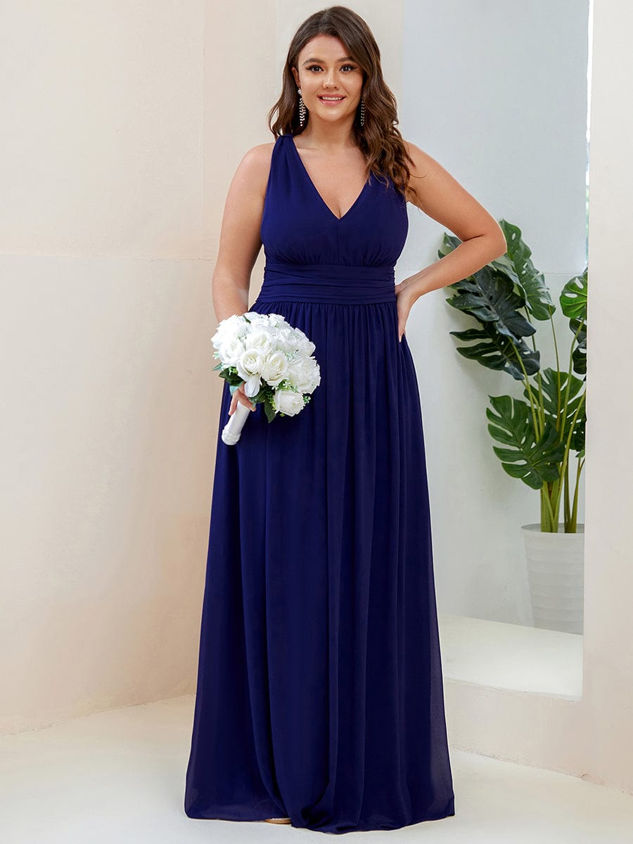 Elegant Plus Size Evening Gown with Double V-Neck