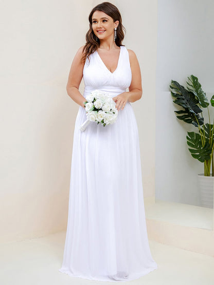 Elegant Plus Size Evening Gown with Double V-Neck