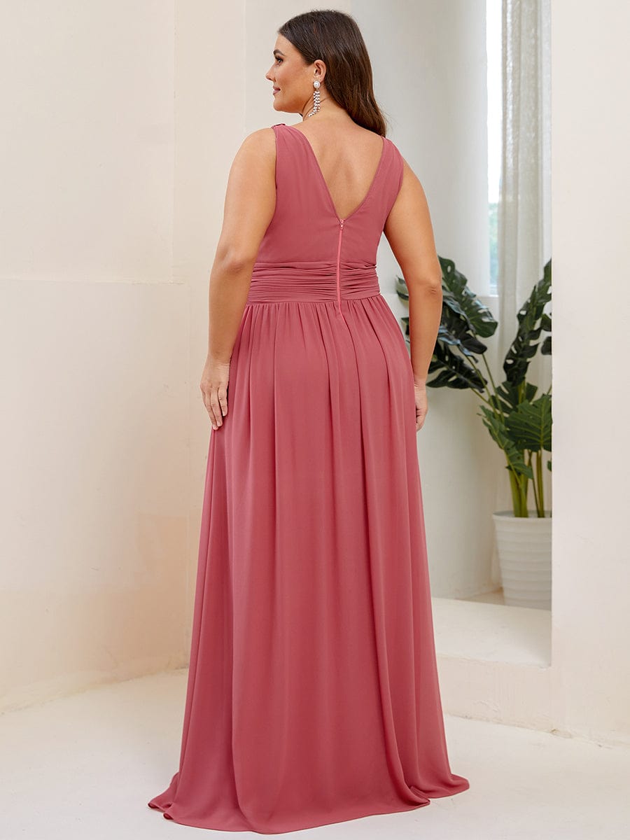 Elegant Plus Size Evening Gown with Double V-Neck