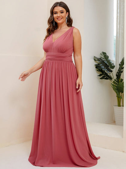 Elegant Plus Size Evening Gown with Double V-Neck