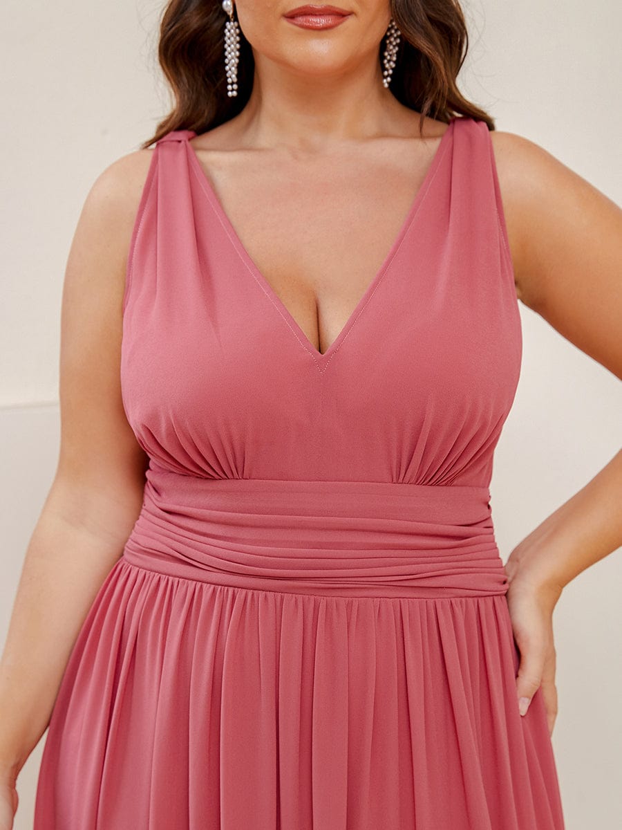 Elegant Plus Size Evening Gown with Double V-Neck