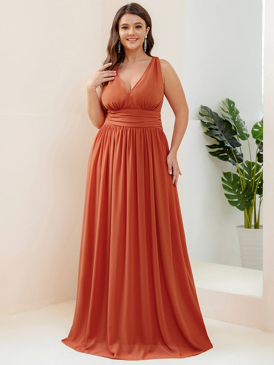 Elegant Plus Size Evening Gown with Double V-Neck
