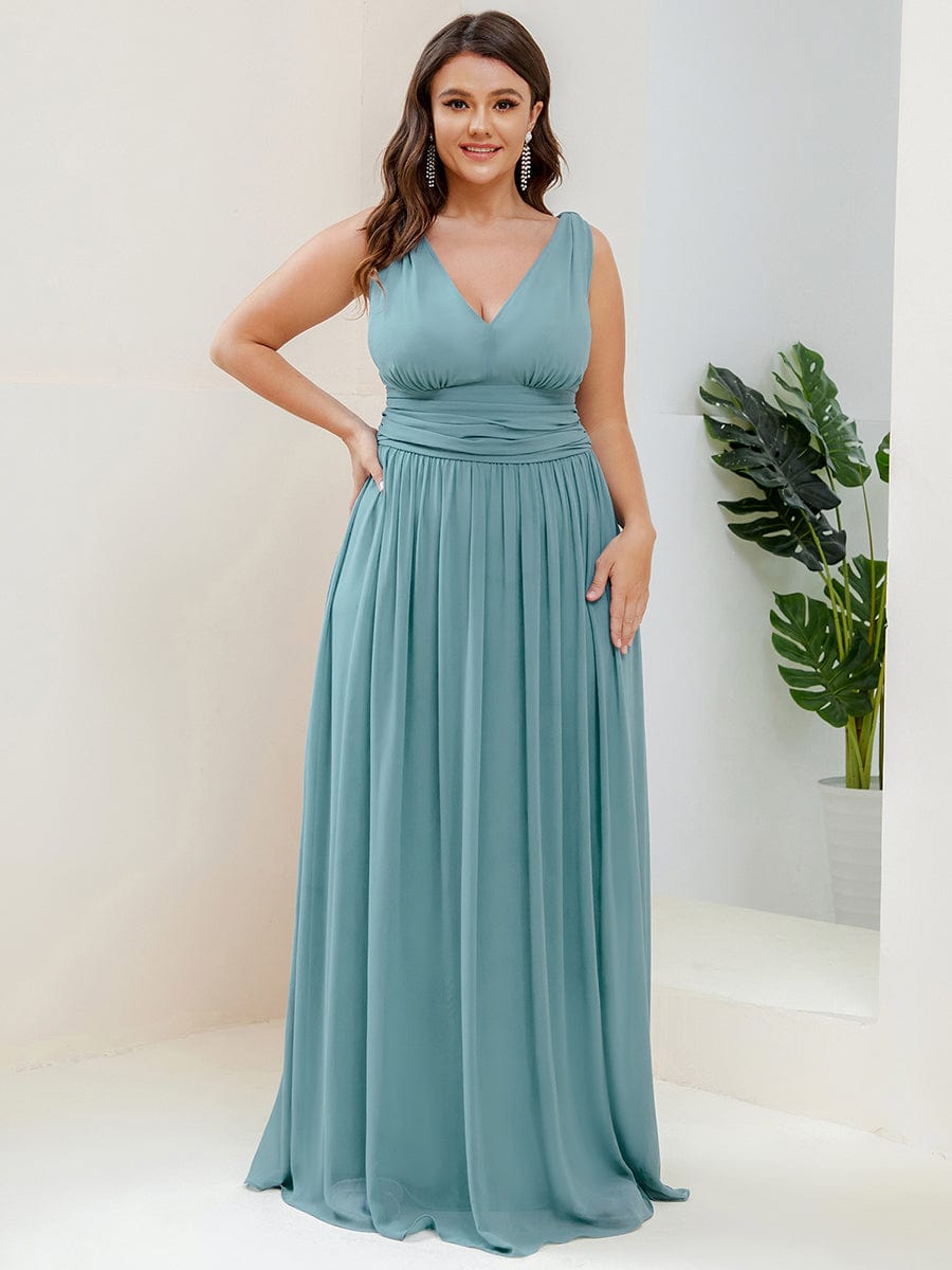 Elegant Plus Size Evening Gown with Double V-Neck